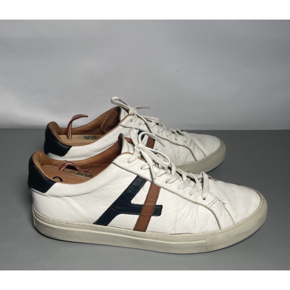 Allen Edmonds "CENTER COURT" LowTop Leather Sneakers 13 D White/Tri Color